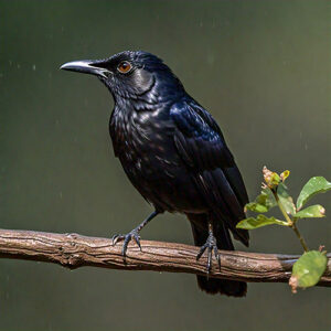 a bird is perched on a branch with the word bird on it.