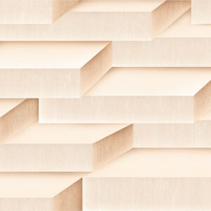 a series of 3D wooden panels with a beige background.