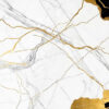 A striking marble pattern featuring a mix of white, black, and gold hues. The design showcases smooth white marble interspersed with bold black sections and intricate gold veining, creating a luxurious and modern aesthetic. The contrast between the colors and textures adds depth and sophistication to the overall appearance.