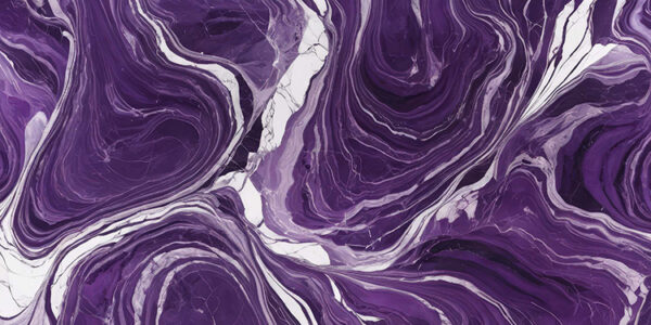 The image is an abstract digital art piece with a purple and white marble-like texture. The colors are predominantly purple with hints of white and black, creating a marbled effect. The texture appears to be fluid and fluid, with swirls and curves that create a sense of movement and depth. The overall effect is one of depth and dimensionality. The image has a dreamy and ethereal quality, with the colors blending together to create a beautiful and intricate pattern.