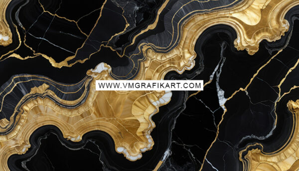 Abstract image featuring wavy, flowing patterns of deep black and rich gold. The design showcases a marbled effect with intricate swirls and veins, emphasizing a luxurious and elegant aesthetic. A watermark is centered at the bottom, indicating the source of the artwork.