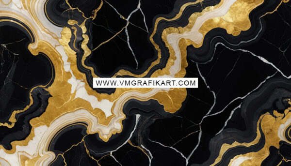 Abstract image featuring wavy, flowing patterns of deep black and rich gold. The design showcases a marbled effect with intricate swirls and veins, emphasizing a luxurious and elegant aesthetic. A watermark is centered at the bottom, indicating the source of the artwork.